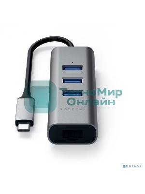 USB-концентратор Satechi Type-C 2-in-1 USB 3.0 Aluminum 3 Port Hub and Ethernet Port. Интерфейс Type-C. серый космос.