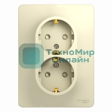 Розетка 2-м СП Glossa защ. шторки с заземл. в сборе беж. SchE GSL000226