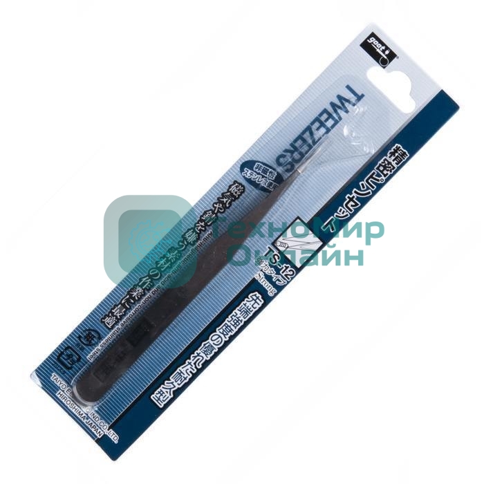 Пинцет прямой Goot TS-12 нерж.сталь (усиленный) антимагнитный, Япония