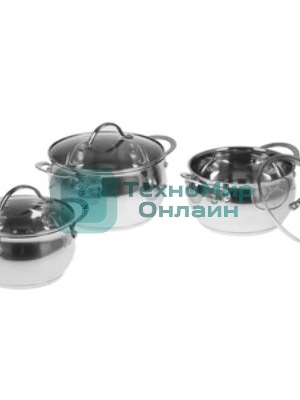Набор посуды из нерж.стали WEBBER BE-335/6 6 пр. 2,0 л, 2,8 л, 3,8 л