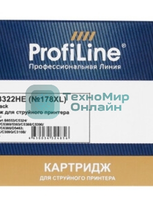 Картридж струйный ProfiLine PL-CB322HE №178XL для принтеров HP Photosmart C5380/C5383/C6380/C6383/D5460/D5463/Premium Fax/Pro B8553 Photo Black водн
