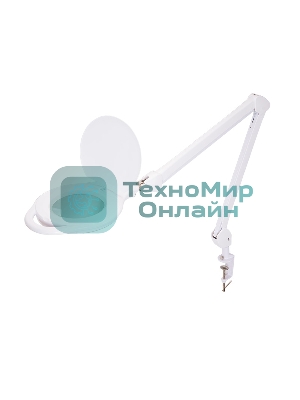 Лупа на струбцине Rexant, круглая, 5D, с подсветкой 96 LED, теплый и холодный свет, белая