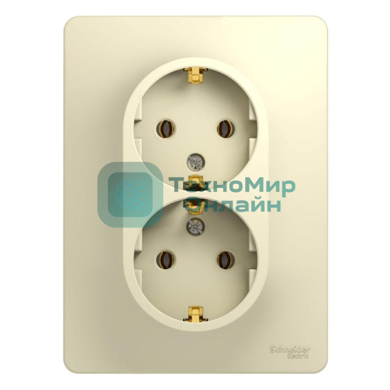 Розетка 2-м СП Glossa с заземл. в сборе беж. SchE GSL000224