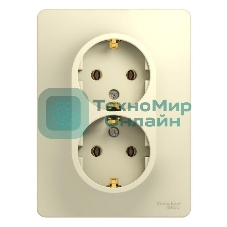 Розетка 2-м СП Glossa с заземл. в сборе беж. SchE GSL000224