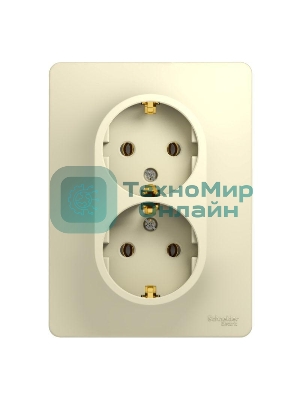 Розетка 2-м СП Glossa с заземл. в сборе беж. SchE GSL000224
