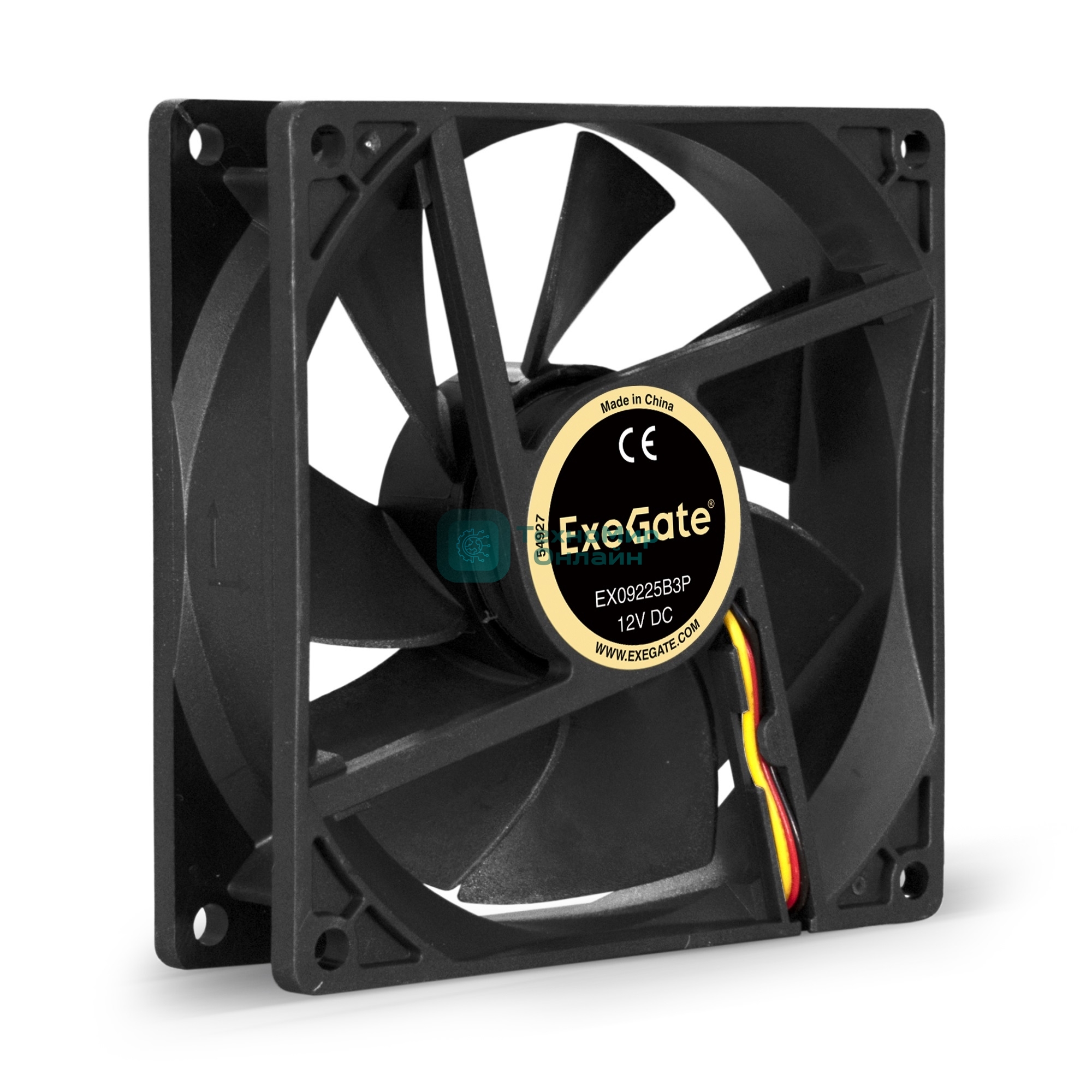 Вентилятор для корпуса ExeGate EX09225B3P черный, 92 мм, 2150 об/мин, 27 дБ, 3 pin