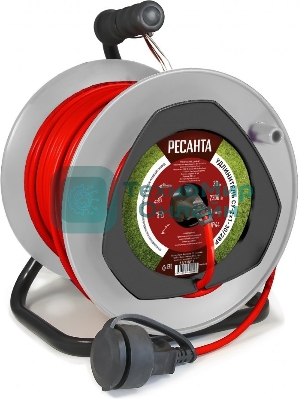 Удлинитель силовой Ресанта СУ-2х1-30/2ВР (61/118/11) 2x1.0 кв.мм 4 розет. 40 м ПВС катушка оранжевый