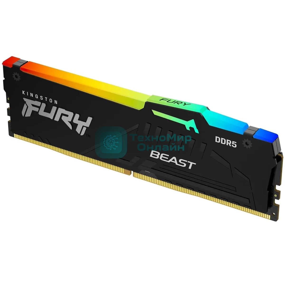 Оперативная память Kingston Fury Beast, DDR5, 16Gb (1x16Gb), 5600MHz, CL36, DIMM, с радиатором, RGB, черный