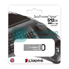 Флешка USB Kingston DataTraveler Kyson metal case silver (DTKN/512Gb), 512Gb, USB 3.0, R/W 200/60, серый