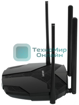 Двухдиапазонный роутер MERCUSYS MR80X AX3000 Wi-Fi 6, до 574 Мбит/с на 2,4 ГГц + до 2402 Мбит/с на 5 ГГц,4 фиксированные внешние антенны, 3 гигабитных порта LAN, 1 гигабитный порт WAN