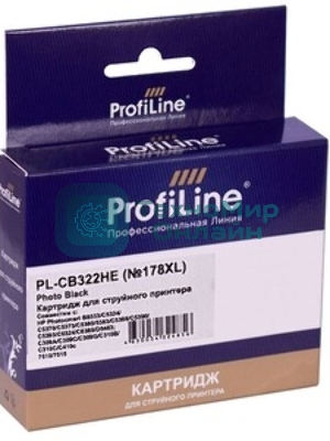 Картридж струйный ProfiLine PL-CB322HE №178XL для принтеров HP Photosmart C5380/C5383/C6380/C6383/D5460/D5463/Premium Fax/Pro B8553 Photo Black водн