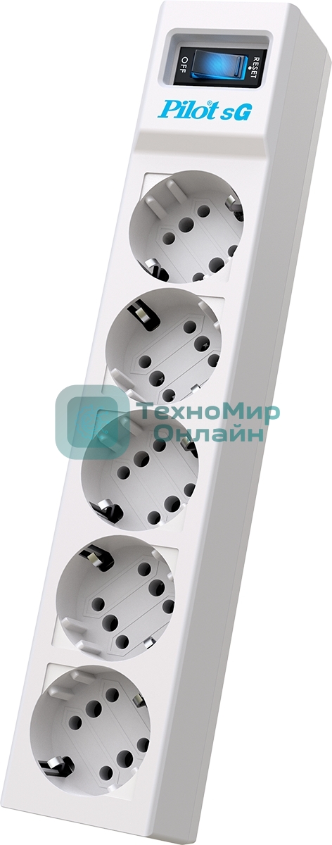 Сетевой фильтр ZIS PILOT Surge protector Pilot SG5 5 outlets (GP), 10A/2.2kVt, automatic circuit-breaker, 10 m
