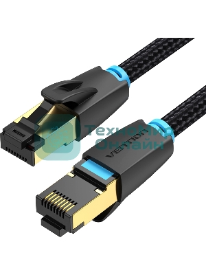 Патч-корд Vention прямой SFTP cat.8 RJ45 - 0,5м. черный Тканевая оплетка