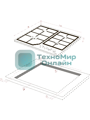 Варочная панель MONSHER MGG 63 Blanc, газ, High-Tech, 59 см, автоматический электроподжиг, газ-контроль, форсунки под сжиженый газ, SABAF конфорки, чугунные решетки, белый