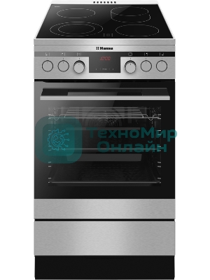 Плита электрическая Hansa FCCX58225 серебристый, конфорок 4 шт, духовка 65 л, 50 см x 85 см x 60 см