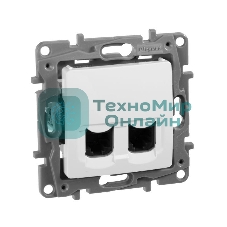 Двойная розетка RJ 45 - категория 5е - UTP - Etika - белый