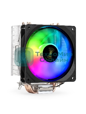 Кулер для процессора ExeGate Wizard EXX400V2-PWM.FRGb серебристый, 120 мм, алюминий/медь, 2400 об/мин, 24 дБ, 4 pin, 140 Вт, 155 мм