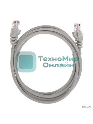 Патч-корд Rexant U/UTP, cat.5e, RJ45-RJ45, 26AWG, ZH нг(А)-HF, серый, 2м