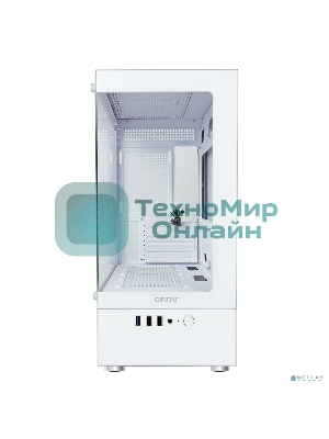 Корпус Ginzzu CL480 mATX передняя панель Стекло Белый