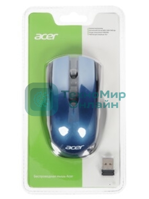 Мышь беспроводная Acer OMR031 черный/синий, 1600 dpi, радиоканал, USB, кнопки - 4