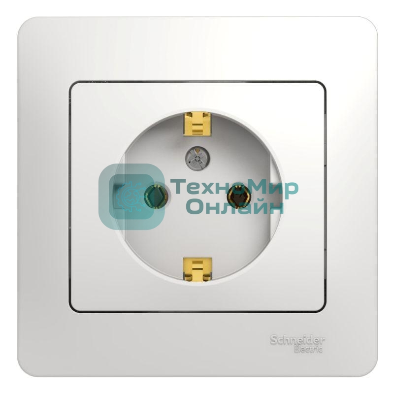 Розетка 1-м СП Glossa 16А с заземл. в сборе бел. SchE GSL000142