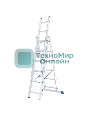 Лестница Сибртех, 3 х 6 ступеней, алюминиевая, трехсекционная