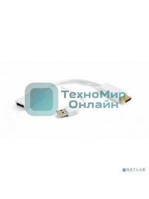 Конвертер HDMI->DisplayPort, Cablexpert DSC-HDMI-DP-W, HD19M+USBxHD20F, белый