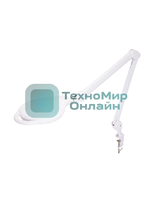 Лупа на струбцине Rexant, круглая, 5D, с подсветкой 96 LED, теплый и холодный свет, белая