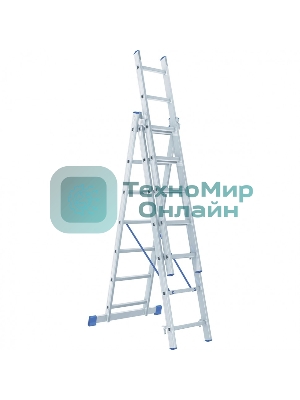 Лестница Сибртех, 3 х 7 ступеней, алюминиевая, трехсекционная