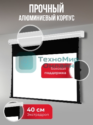 Экран для проектора S'OK Apollo SGPSMT-266x149A бокового натяжения, звукопрозрачный, белый к