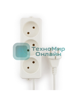 Удлинитель Гарнизон EL-NL3-W-5, 3 розетки допустимый ток 10А, длина 5 м.
