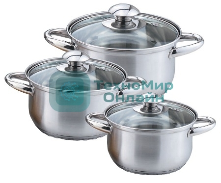 Набор посуды Kelli KL-4201 6 пред.(6 пред.: Кастрюля с жаропрочной стеклянной крышкой 2 л. Кастрюля с жаропрочной стеклянной крышкой 2.6 л. Кастрюля с жаропрочной стеклянной крышкой 3.6 л. Высококачественная нержавеющая сталь 18/10. 5-ти слойное капсульное дно.)