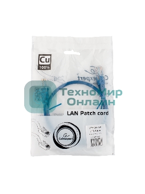 Патч-корд медный UTP Cablexpert PP10-0.5M/B cat.5e, 0.5м, литой, многожильный, синий