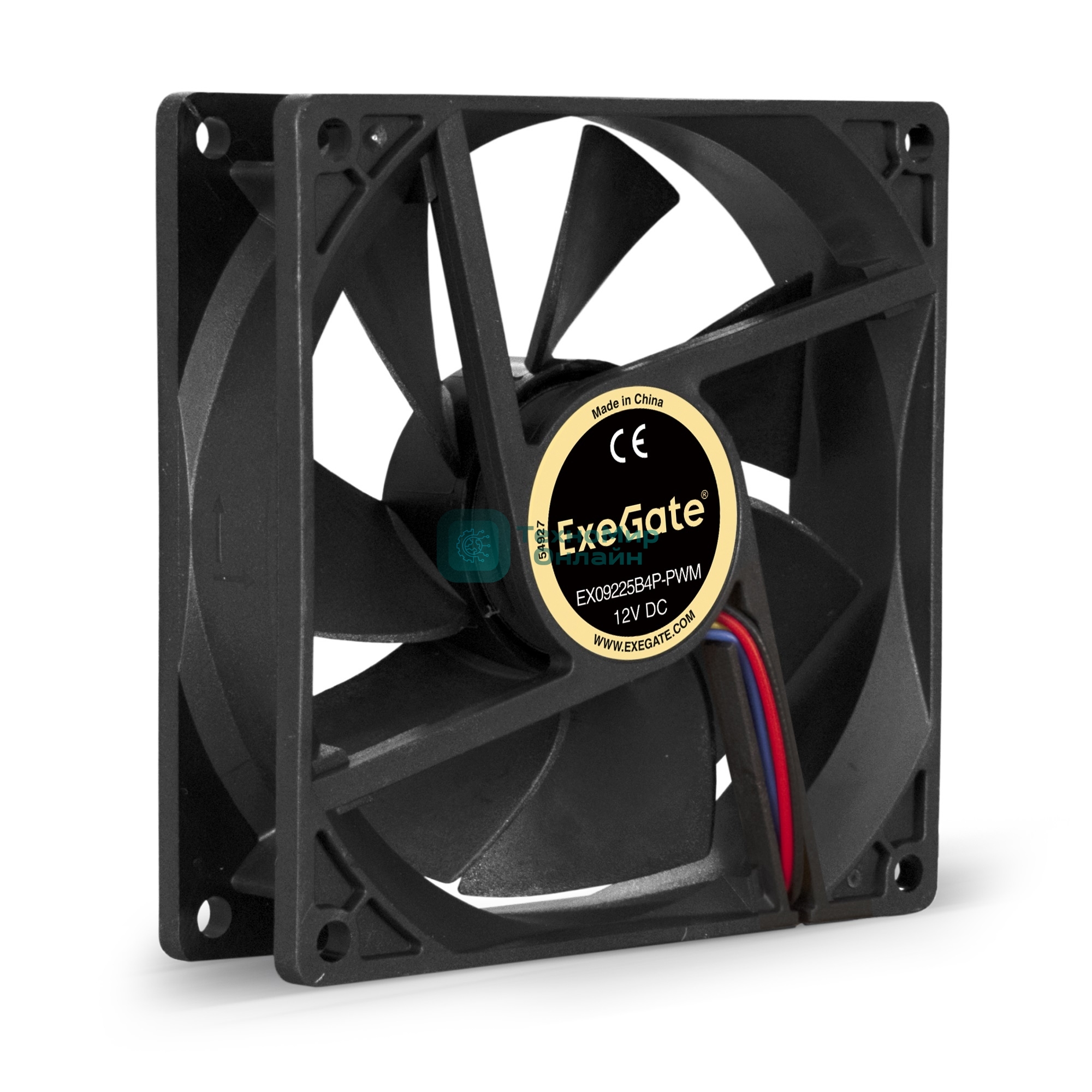Вентилятор для корпуса ExeGate EX09225B4P-PWM черный, 92 мм, 2200 об/мин, 28 дБ, 4 pin