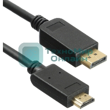 Кабель аудио-видео KingPrice KP-DP1.1-HD1.4-1.5m DisplayPort (m)/HDMI (m) 1.5м. позолоч.конт. черный