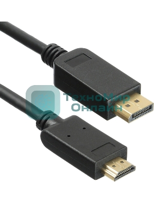 Кабель аудио-видео KingPrice KP-DP1.1-HD1.4-1.5m DisplayPort (m)/HDMI (m) 1.5м. позолоч.конт. черный