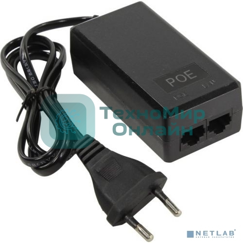 ORIENT SAP-C48POE 1A, PoE инжектор питания 48 Вт, AC 100-240V/ DC 48V, 1.0A, вход: RJ45 LAN 10/100, выход: RJ45 PoE тип B (4/5+,7/8-), совместим с оборудованием PoE IEEE 802.3af, (30672)