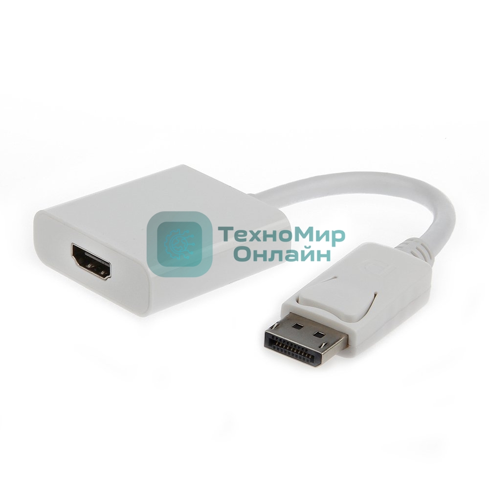 Переходник DisplayPort ->; HDMI Cablexpert A-DPM-HDMIF-002-W 20M/19F, белый, пакет (078733)