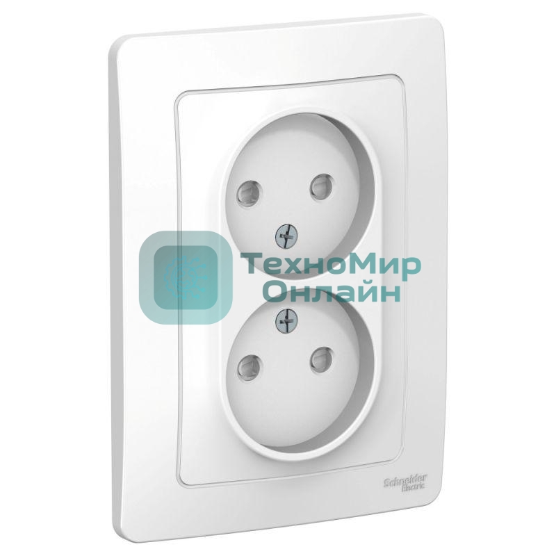 Розетка 2-м СП Blanca 16А 250В защ. шторки без заземл. бел. SchE BLNRS000121