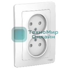 Розетка 2-м СП Blanca 16А 250В защ. шторки без заземл. бел. SchE BLNRS000121