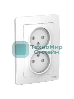 Розетка 2-м СП Blanca 16А 250В защ. шторки без заземл. бел. SchE BLNRS000121