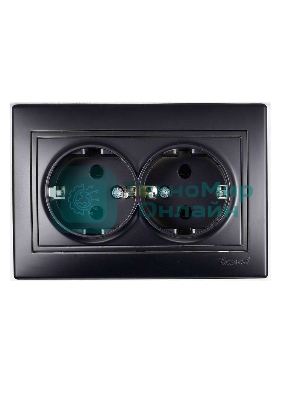 Розетка 2-м СП Мира 16А IP20 с заземл. керам. черный бархат LEZARD 701-4242-127