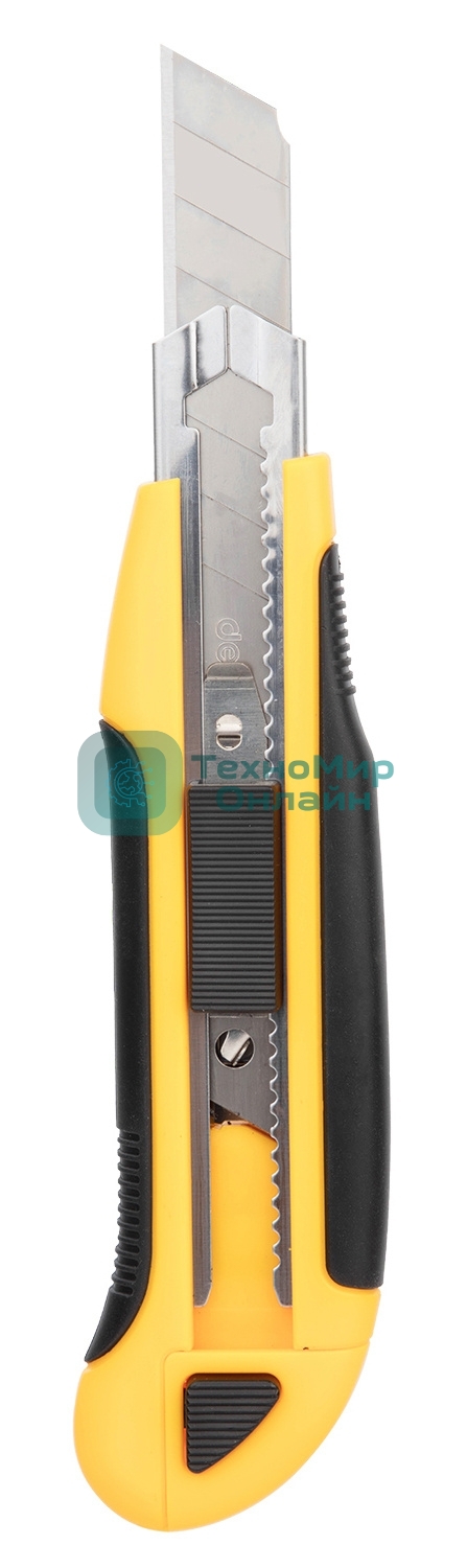 Нож канцелярский Deli E2091 шир.лез.18мм выдвижное лезвие фиксатор усиленный сталь желтый блистер