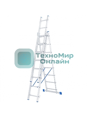 Лестница Сибртех, 3 х 8 ступеней, алюминиевая, трехсекционная