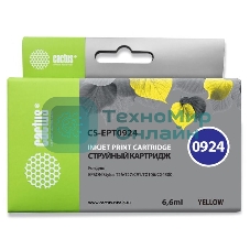 Картридж струйный Cactus CS-EPT0924 (T0924) желтый (6,6 мл) для Epson Stylus C91/CX4300/T26/T27/TX106/TX109