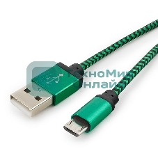 Кабель Gembird USB 2.0 Cablexpert AM/microBM 5P, 1м, нейлоновая оплетка, алюминиевые разъемы, зеленый, пакет