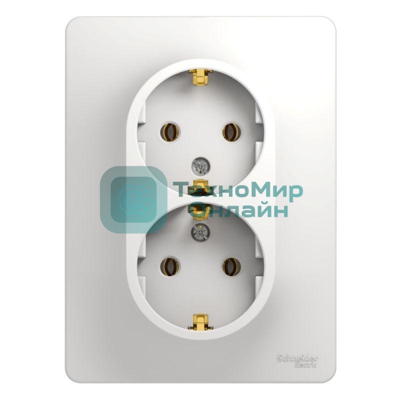 Розетка 2-м СП Glossa с заземл. в сборе бел. SchE GSL000124