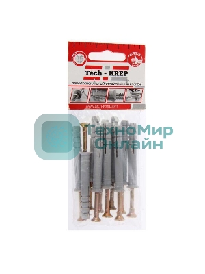 Дюбель-гвоздь 8х60 с потайной манжетой полипропилен (уп. 20 шт) коробка Tech-Krep 112715
