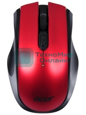 Мышь беспроводная Acer OMR032 черный/красный, 1600 dpi, радиоканал, USB, кнопки - 4