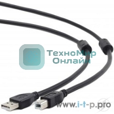 Кабель USB2.0 Pro Cablexpert CCF2-USB2-AMBM-6, AM/BM, 1.8м, экран, 2феррит.кольца, черный, пакет